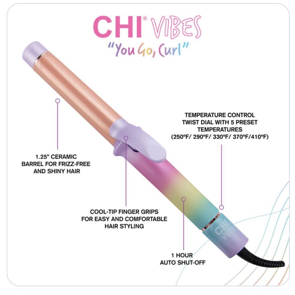 CHI Vibes "You Go Curl" 1.25 Inch Curling Iron - Picture 2 of 6